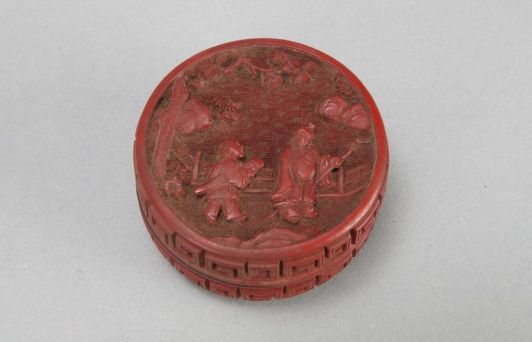 乾隆款剔红人物图圆盒