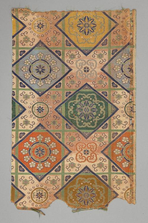 红色地团花纹天华锦