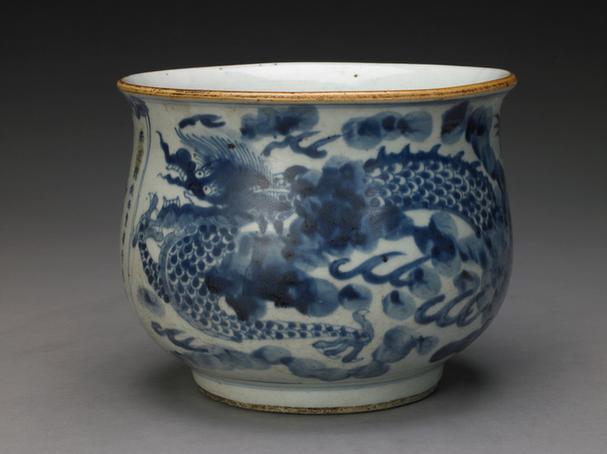 上元甲子款青花双龙纹炉