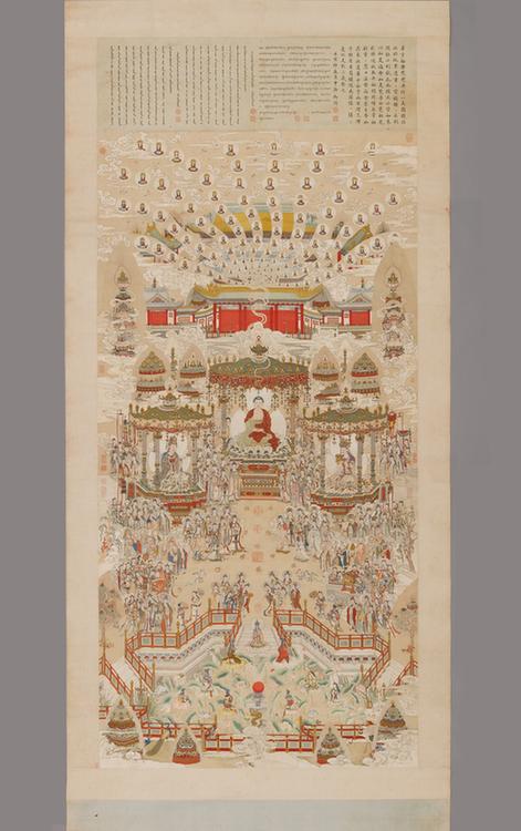 绣线极乐世界图轴