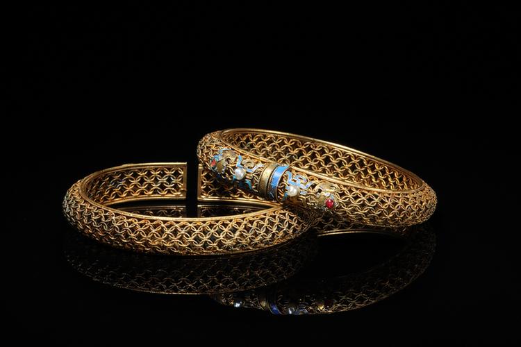 银镀金累丝手镯