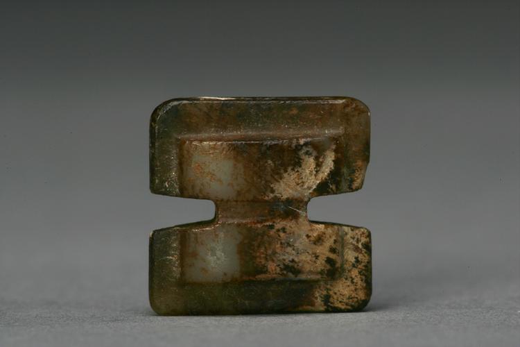 紫沁白玉工字形佩