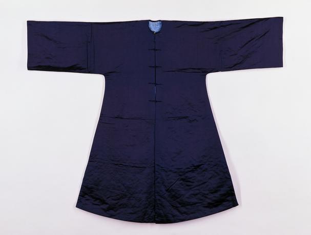 石青色素缎夹常服褂