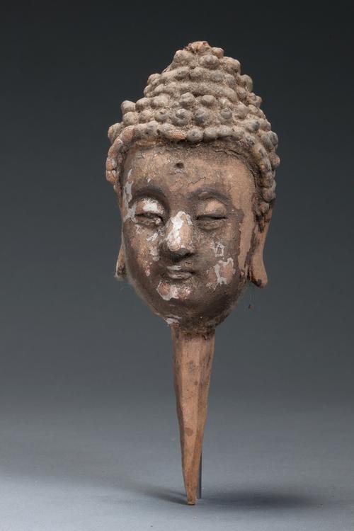 泥塑加金佛像头