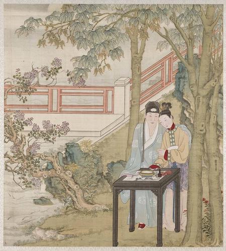 燕寝怡情12帧清内府设色库绢本