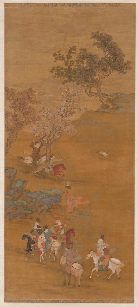 清人射鹿图轴