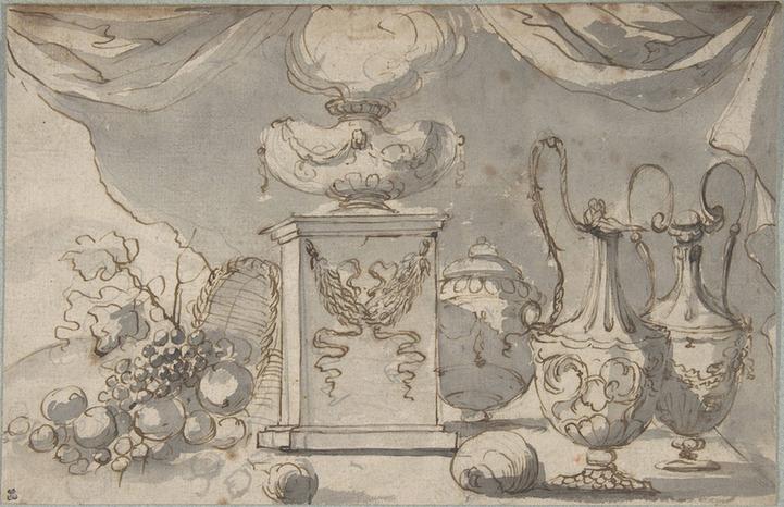 Jean Jacques Lagrenée--Still Life Vases, a Cassolette on a Pedestal