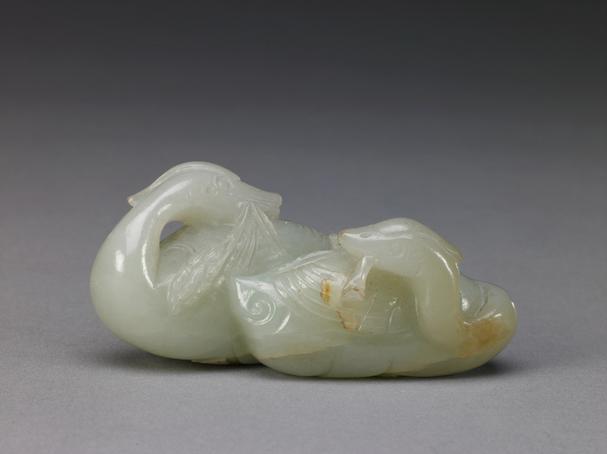 青玉双鸟纹笔架