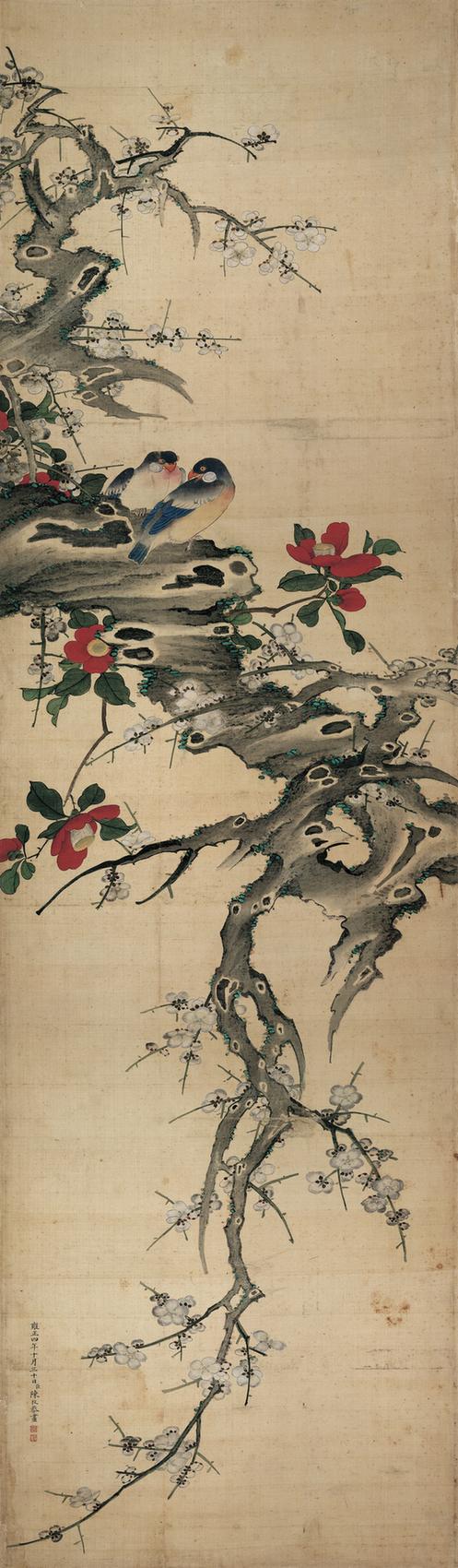 四季花鸟图屏8