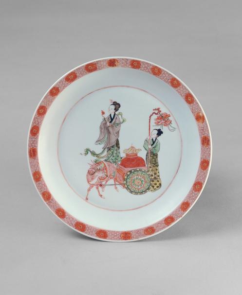 康熙款五彩麻姑献寿图盘