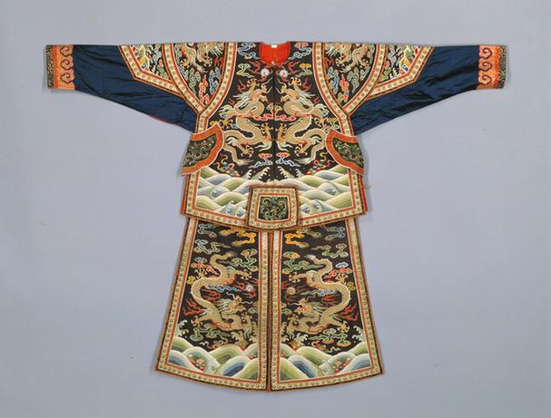青色缂丝云龙纹满洲甲