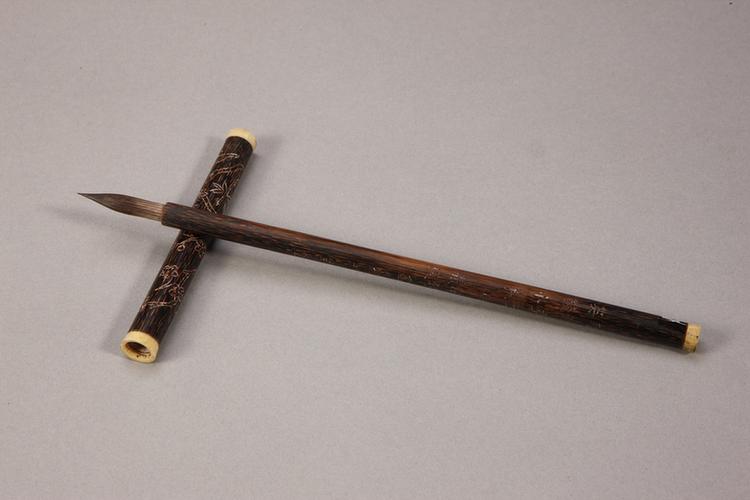 各式御制花卉诗管紫毫笔-棕竹管蜡梅花诗笔