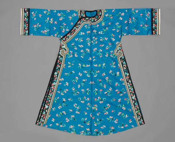 品月色纱绣海棠纹单氅衣