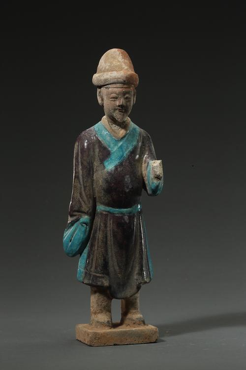陶紫绿釉俑