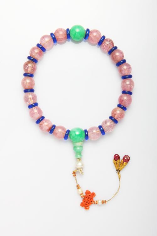 碧玺带珠翠饰十八子手串