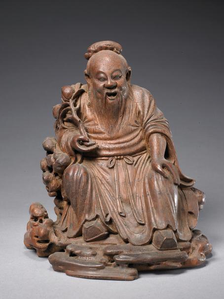 竹雕持桃东方朔像