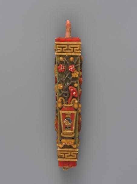 五彩博古图方蜡