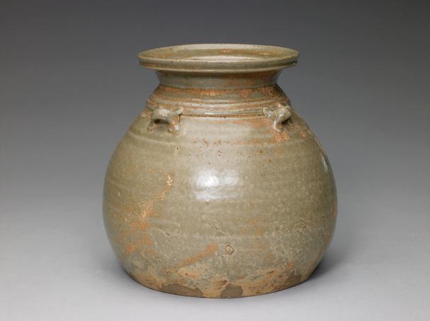 青釉四系撇口罐