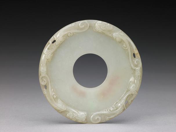青玉螭纹璧式嵌件