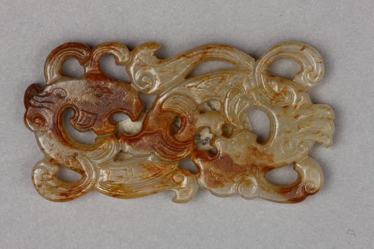 白玉镂雕双凤佩