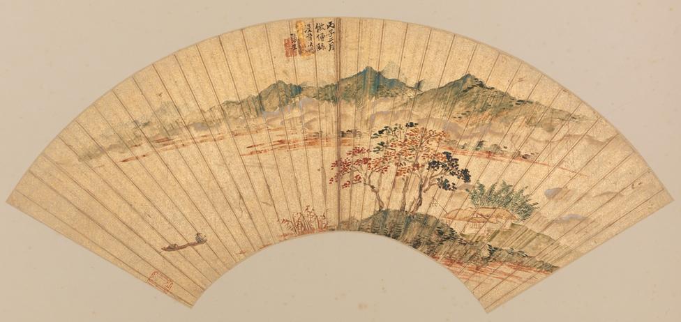 仿张僧繇没骨山水扇