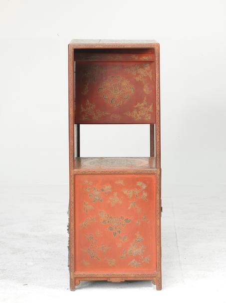 红漆描金半圆炕几