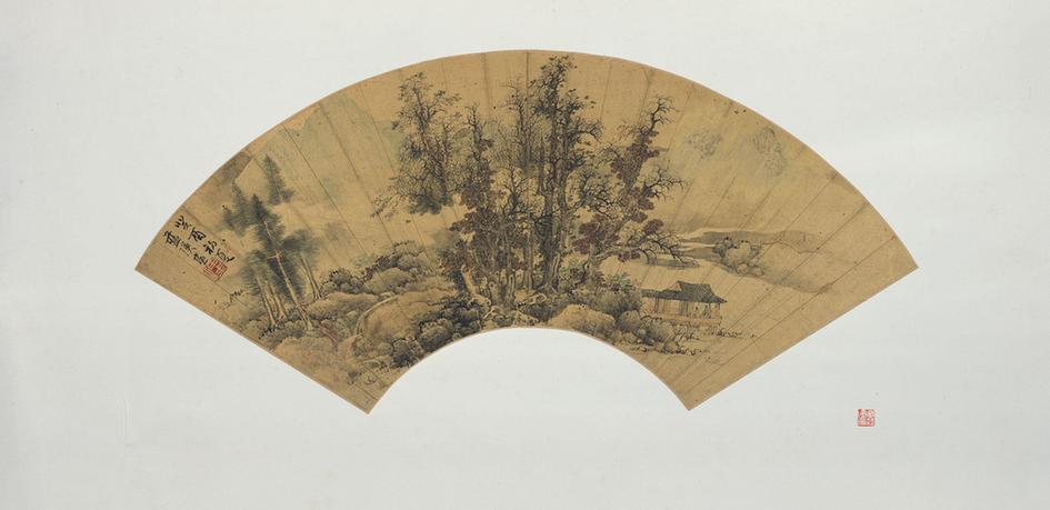 水阁延秋图扇页