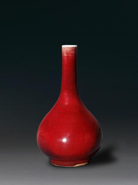 郎窑红釉胆式瓶