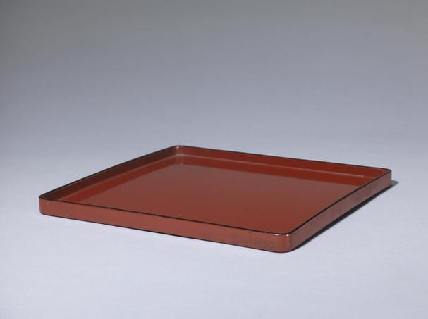 黑漆描金缠枝莲团锦纹成份餐具-酱色方盘