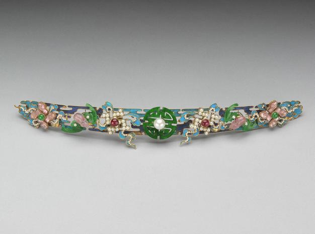 金点翠嵌珠宝翠玉福寿万年钿花