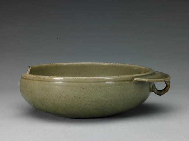 耀州窑青釉环柄圆洗