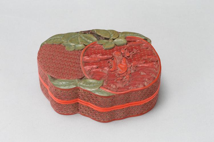 堆彩八仙祝寿图柿式盒