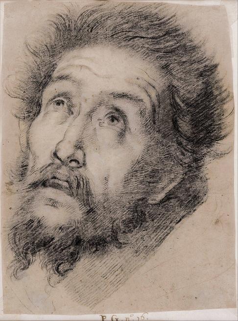 Bernardo Strozzi (–)-Study for St Francis of Assisi adoring the cross