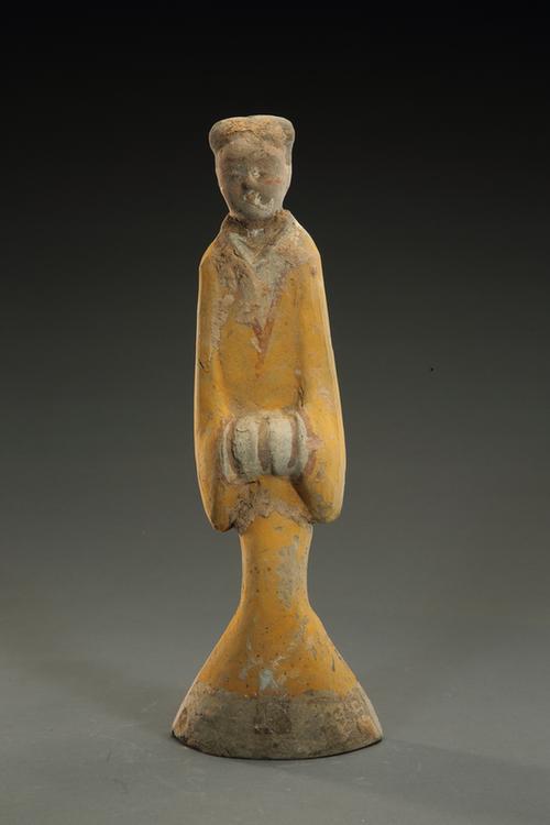 陶画彩拱手男立俑