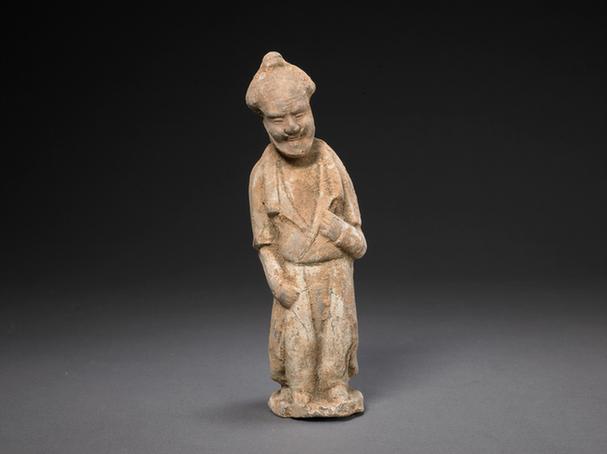 陶画彩胡人男立俑