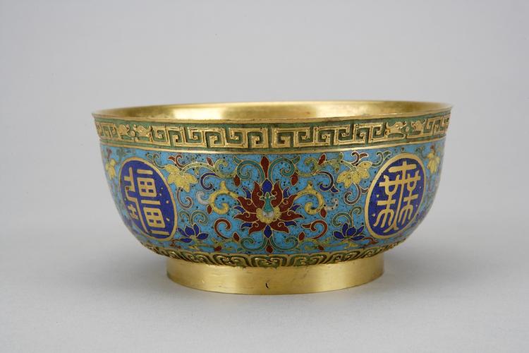 掐丝珐琅万寿无疆碗
