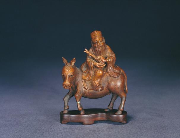 朱小松款竹根雕张果老