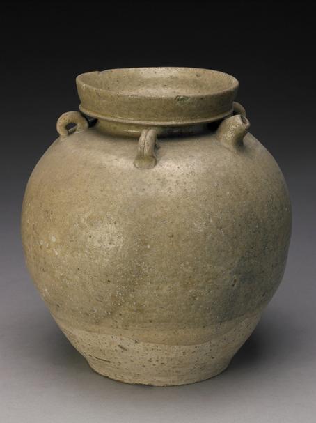 青釉四系洗口壶