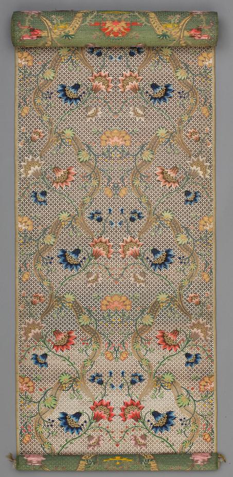 彩色串枝花纹金宝地锦