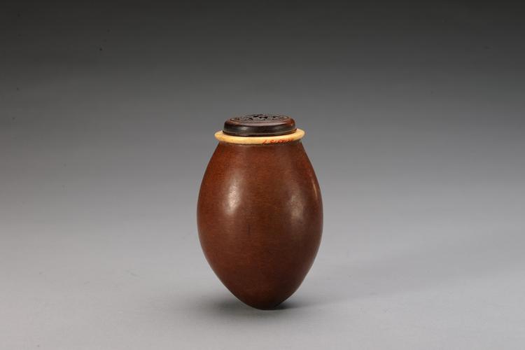 匏制光素木雕花纹盖蝈蝈笼