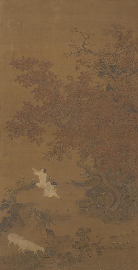 明人秋林牧羊图