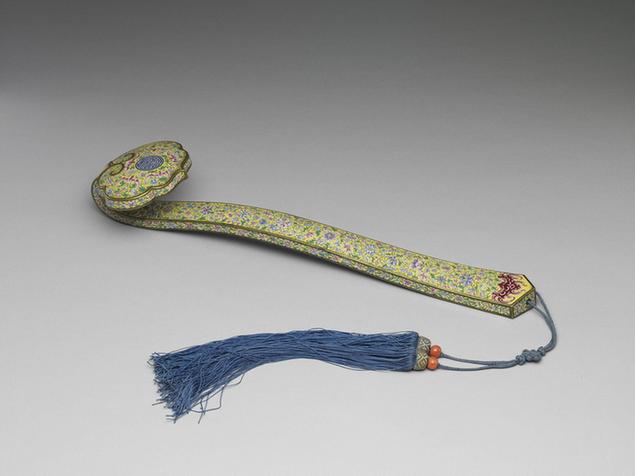 铜胎画珐瑯福寿如意