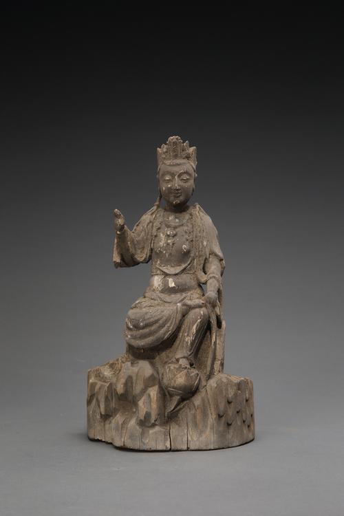 木雕彩绘加金菩萨坐像