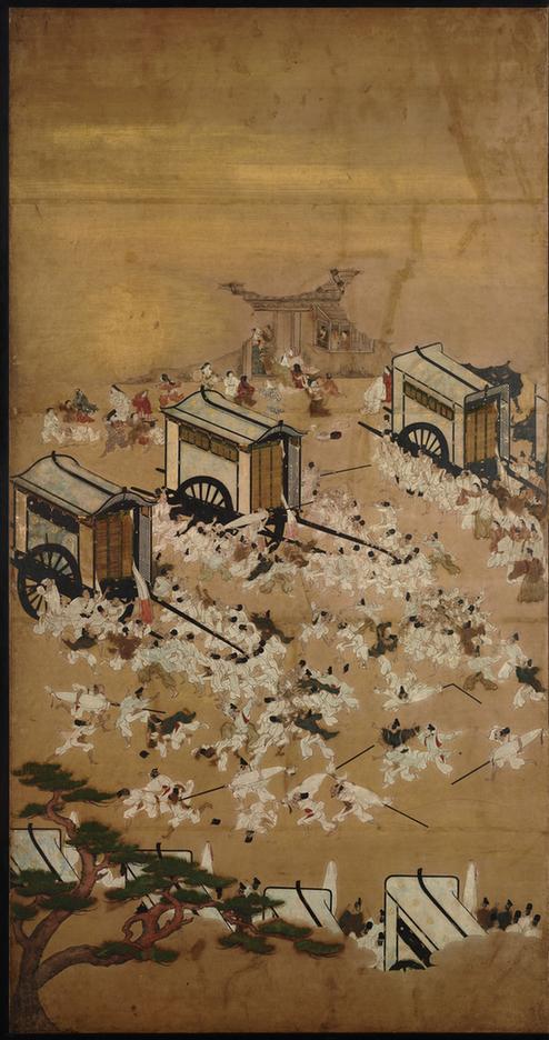 江户时代 车争图屏风