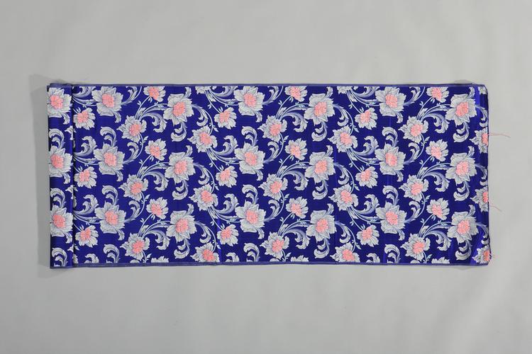 宝蓝色大花纹泰西缎