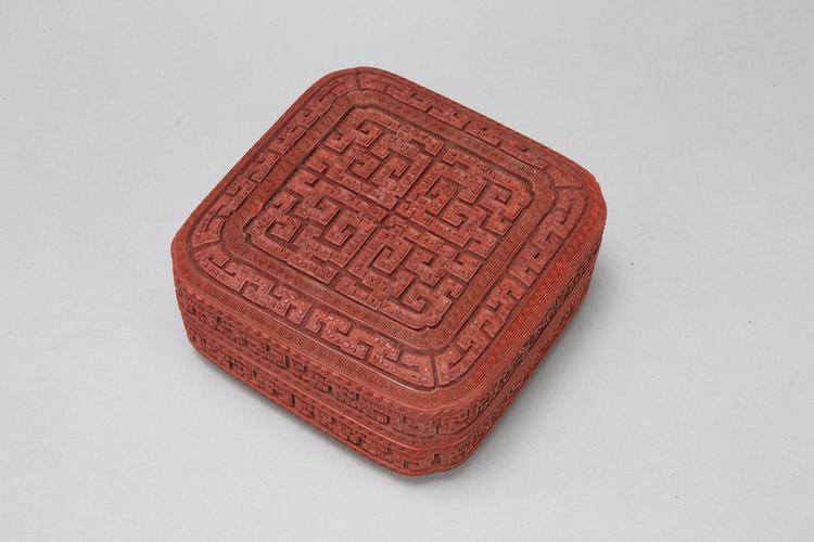 剔红双面回纹方盒