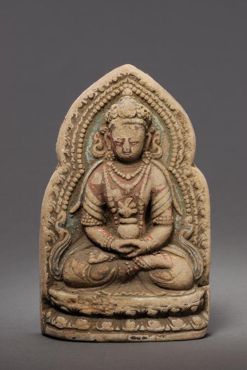 泥擦擦彩绘佛坐像