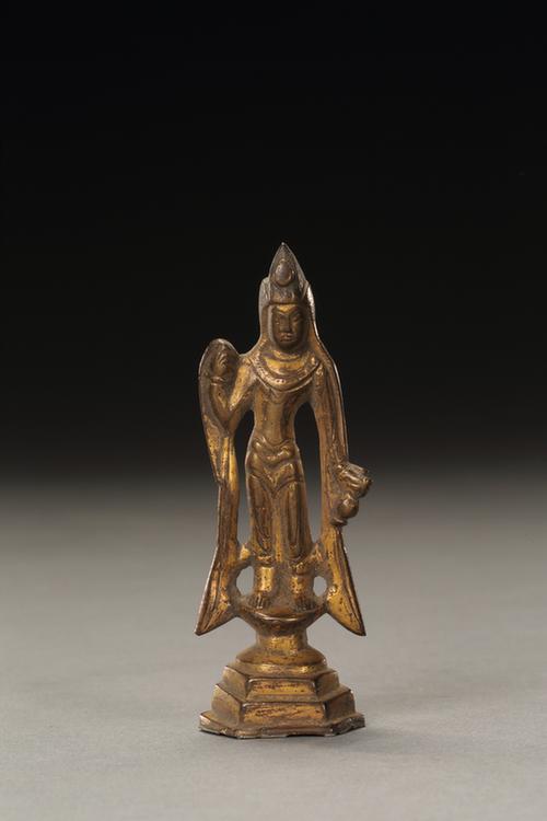 铜鎏金杨柳枝观音菩萨立像