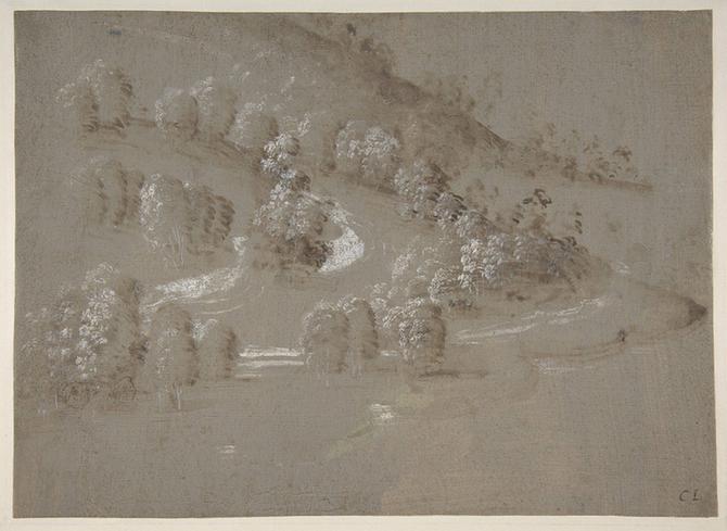 Perugino--Landscape (recto); Landscape (verso)