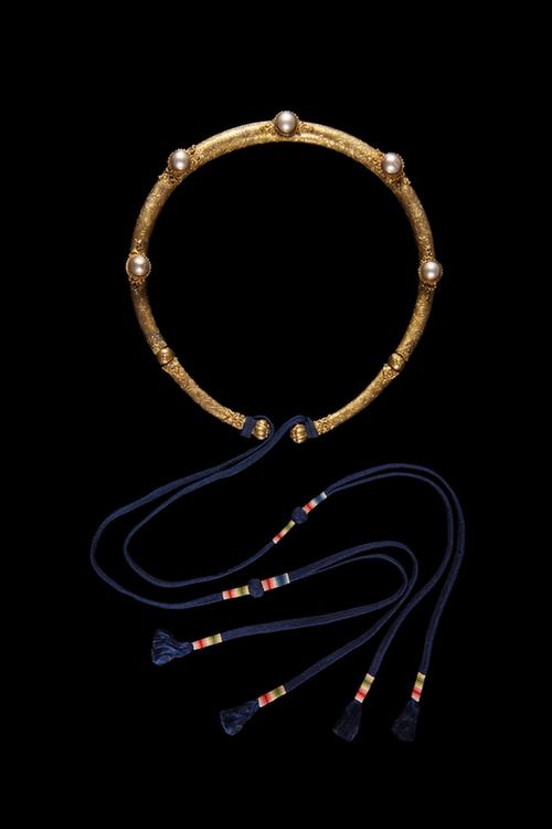 铜镀金镶料珠项圈